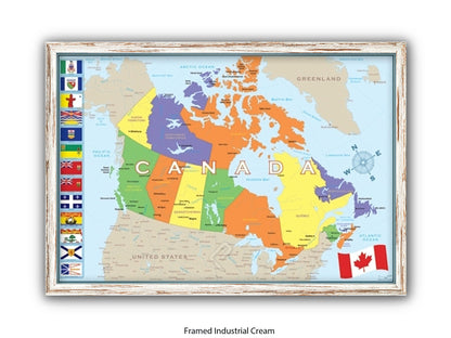 Canada Flags Map Poster