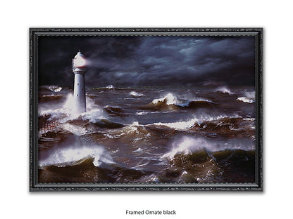 Lighthouse & Waves South Africa Poster