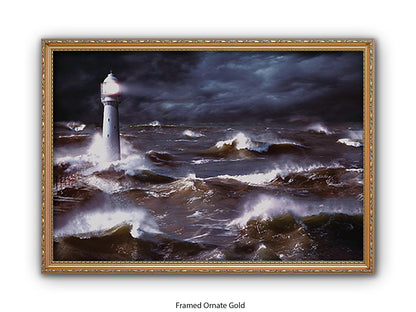 Lighthouse & Waves South Africa Poster