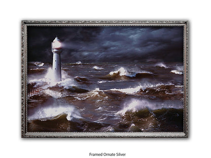 Lighthouse & Waves South Africa Poster
