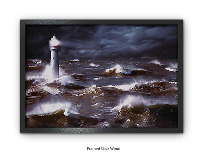 Lighthouse & Waves South Africa Poster