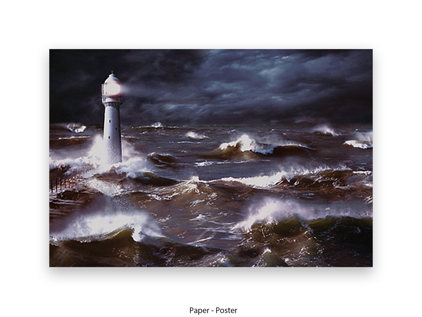 Lighthouse & Waves South Africa Poster