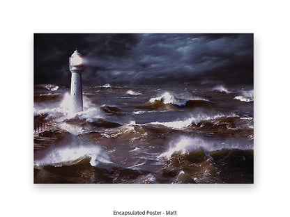 Lighthouse & Waves South Africa Poster