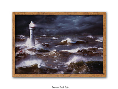 Lighthouse & Waves South Africa Poster