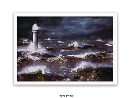 Lighthouse & Waves South Africa Poster
