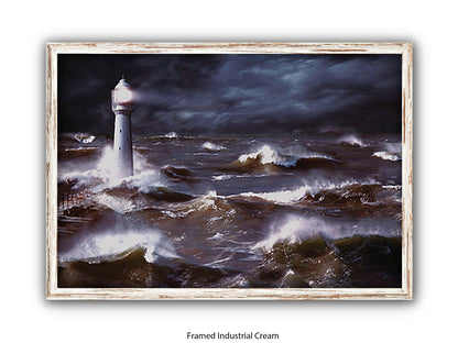 Lighthouse & Waves South Africa Poster