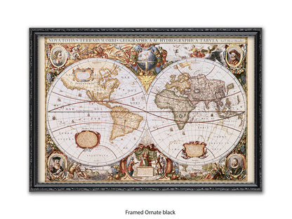World Map | Nova Totivs Terrarvm Orbis | Wall Decor Poster
