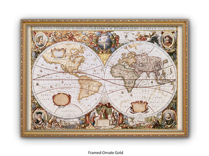 World Map | Nova Totivs Terrarvm Orbis | Wall Decor Poster