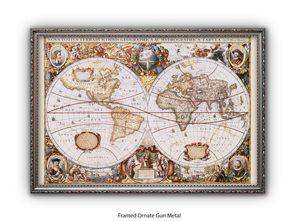 World Map | Nova Totivs Terrarvm Orbis | Wall Decor Poster