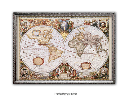 World Map | Nova Totivs Terrarvm Orbis | Wall Decor Poster