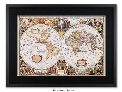World Map | Nova Totivs Terrarvm Orbis | Wall Decor Poster