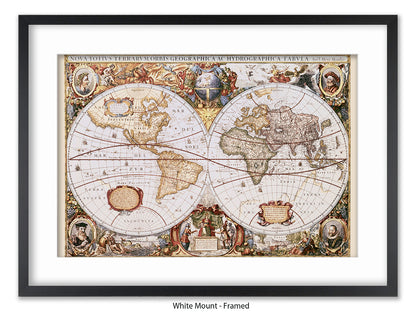 World Map | Nova Totivs Terrarvm Orbis | Wall Decor Poster