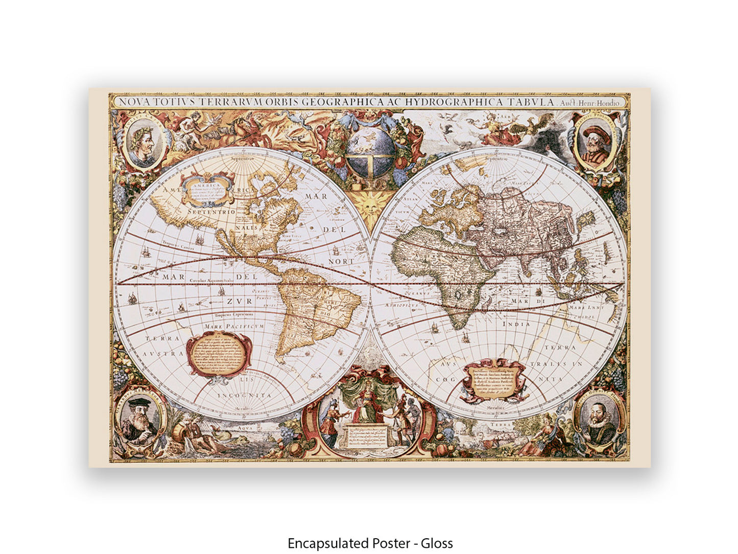 World Map | Nova Totivs Terrarvm Orbis | Wall Decor Poster