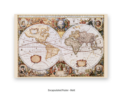 World Map | Nova Totivs Terrarvm Orbis | Wall Decor Poster