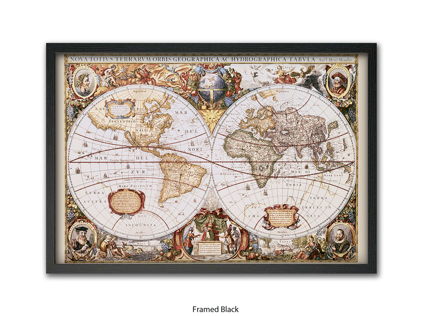 World Map | Nova Totivs Terrarvm Orbis | Wall Decor Poster
