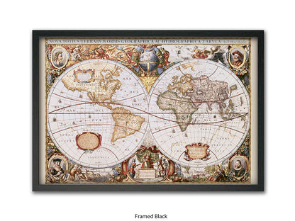 World Map | Nova Totivs Terrarvm Orbis | Wall Decor Poster