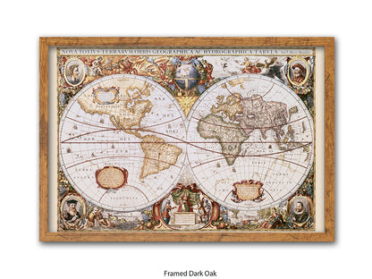 World Map | Nova Totivs Terrarvm Orbis | Wall Decor Poster