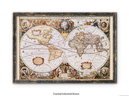 World Map | Nova Totivs Terrarvm Orbis | Wall Decor Poster