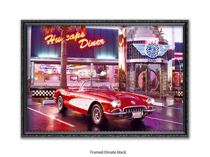 Corvette 1958 Diner Retro Car Poster
