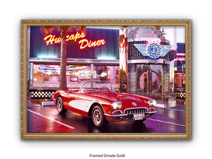 Corvette 1958 Diner Retro Car Poster