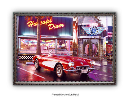 Corvette 1958 Diner Retro Car Poster
