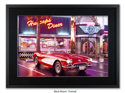 Corvette 1958 Diner Retro Car Poster