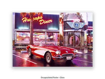Corvette 1958 Diner Retro Car Poster