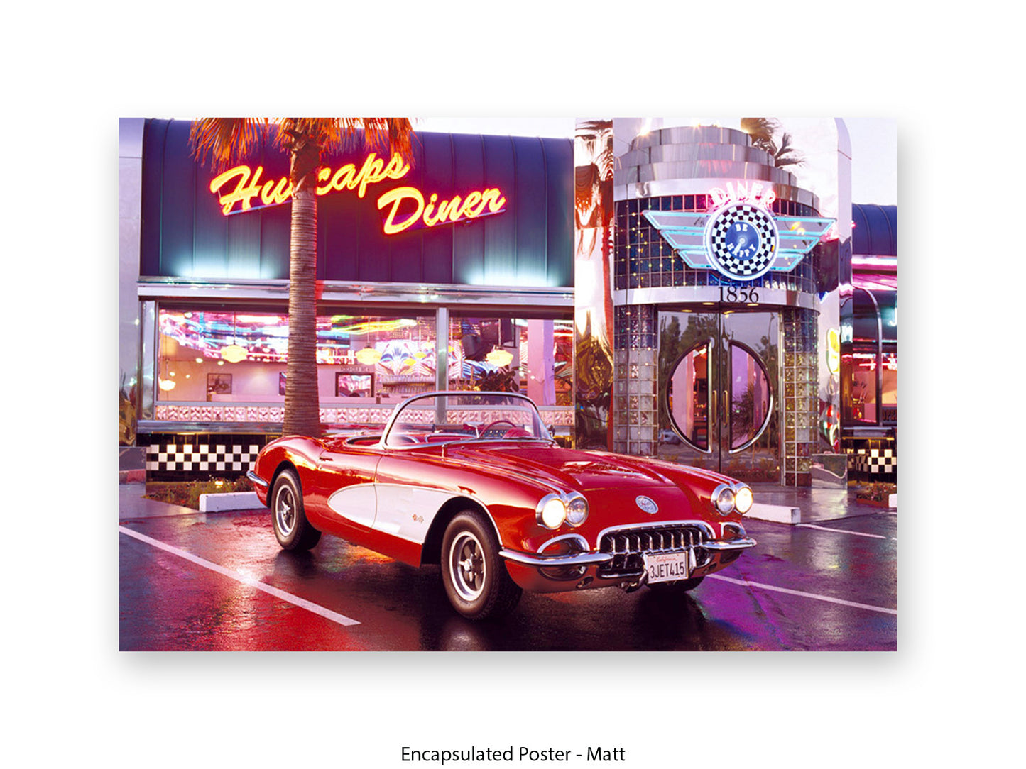 Corvette 1958 Diner Retro Car Poster