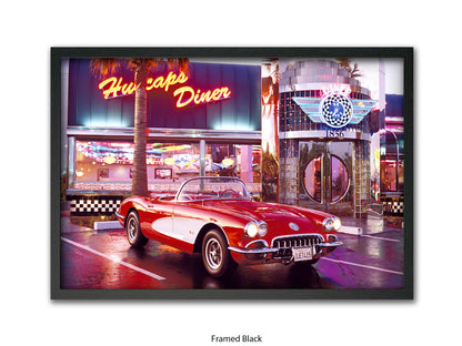 Corvette 1958 Diner Retro Car Poster