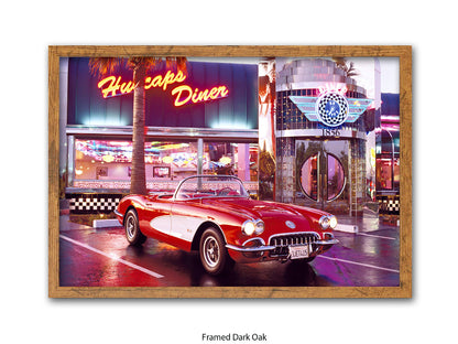 Corvette 1958 Diner Retro Car Poster
