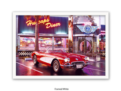 Corvette 1958 Diner Retro Car Poster