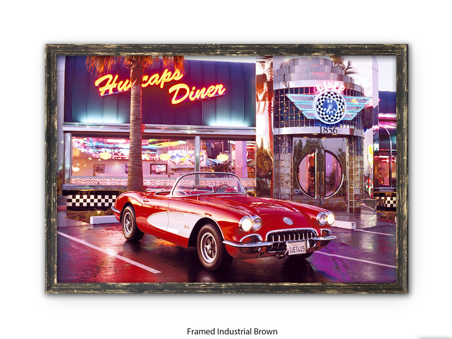 Corvette 1958 Diner Retro Car Poster