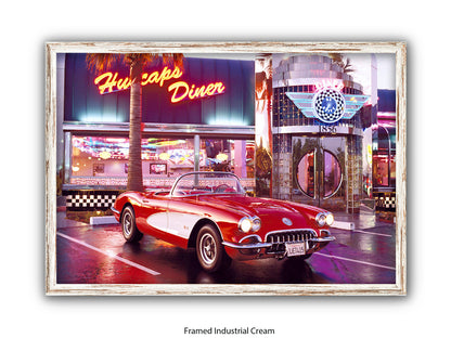 Corvette 1958 Diner Retro Car Poster