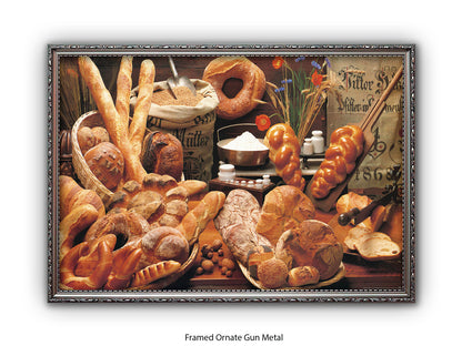 Italian Bread Kitchen Food Art Poster