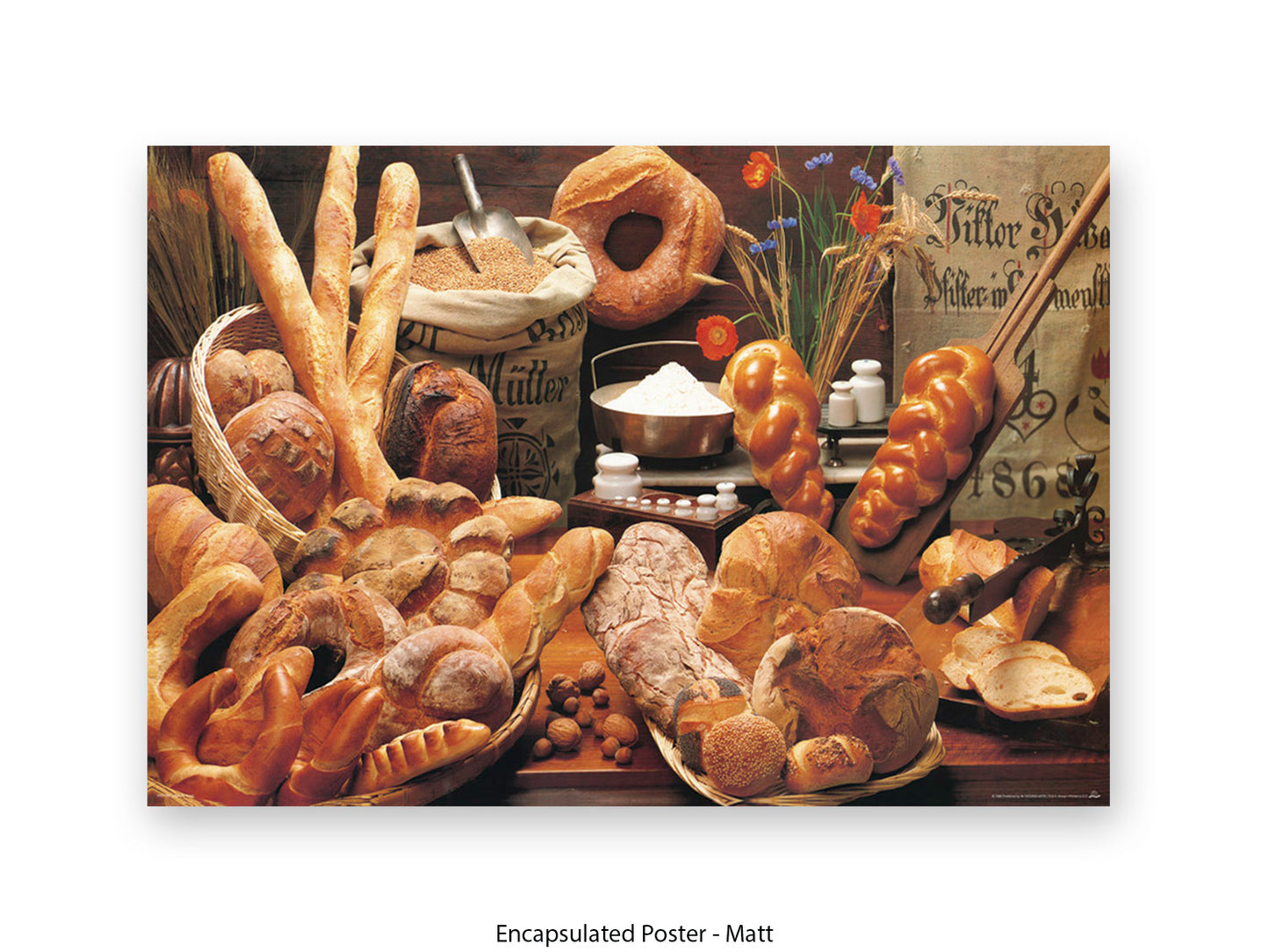 Italian Bread Kitchen Food Art Poster