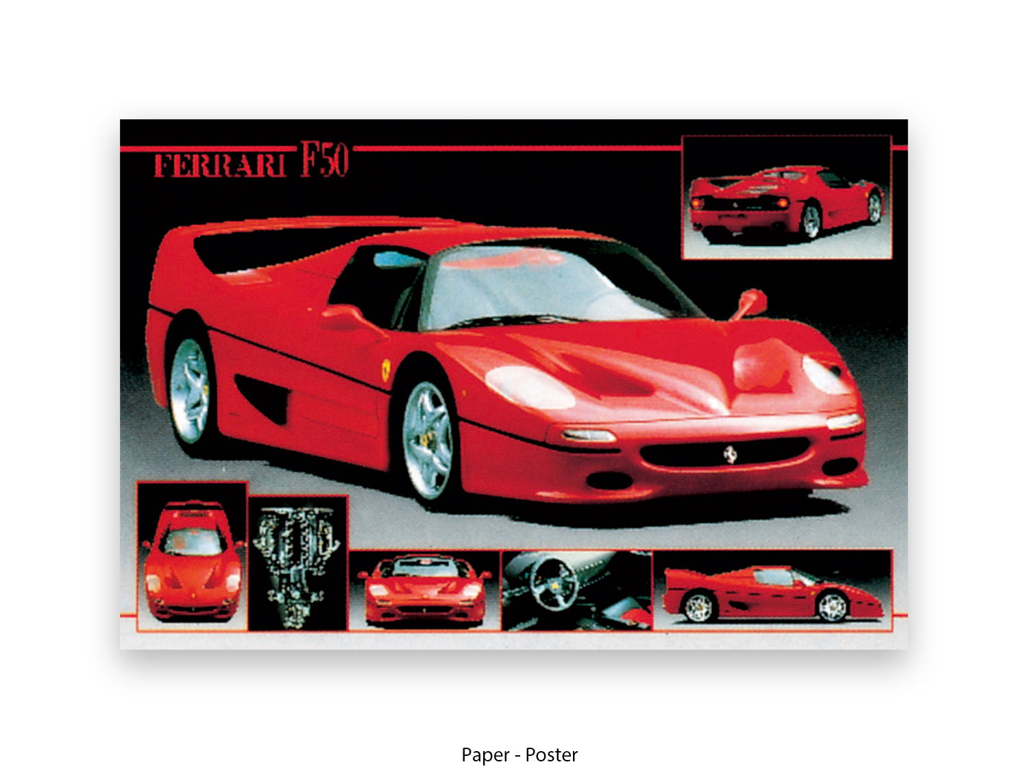 Ferrari F-50 supercar collection seven images Italian luxury automotive poster
