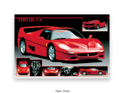 Ferrari F-50 supercar collection seven images Italian luxury automotive poster