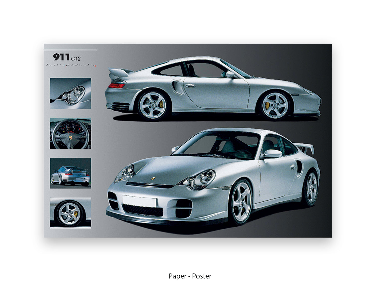 Porsche 911 GT2 German sports car luxury racing automotive poster print