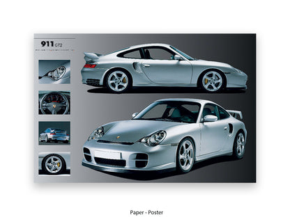 Porsche 911 GT2 German sports car luxury racing automotive poster print