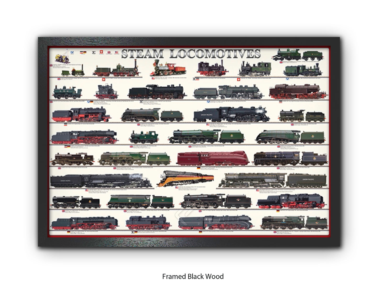 Steam Locomotives Railway History Poster