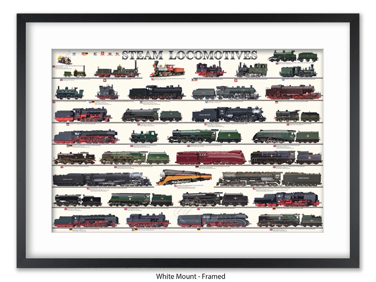 Steam Locomotives Railway History Poster