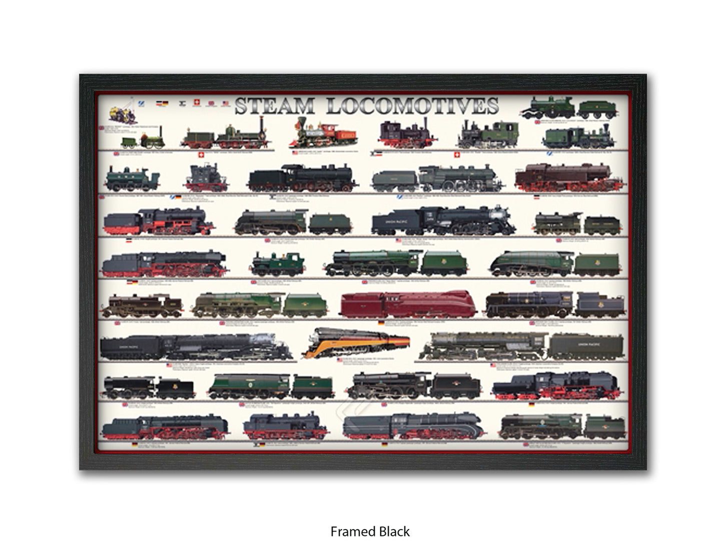 Steam Locomotives Railway History Poster