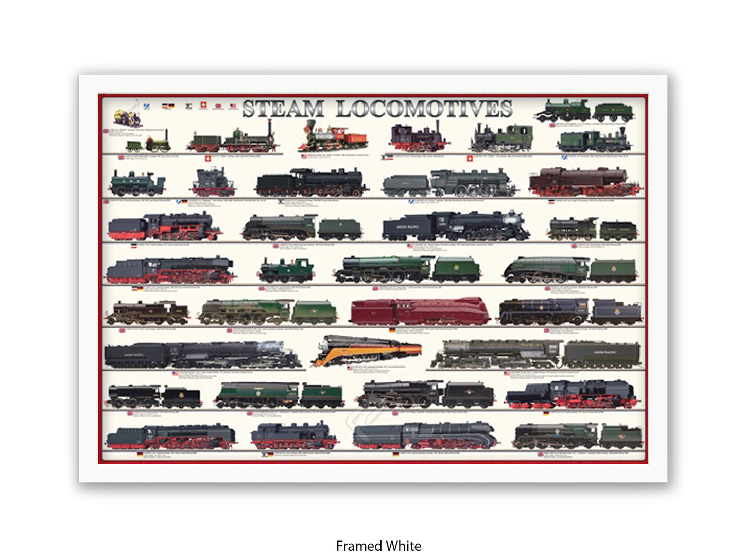 Steam Locomotives Railway History Poster