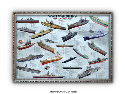 World War II Warships Naval Poster