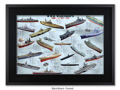 World War II Warships Naval Poster