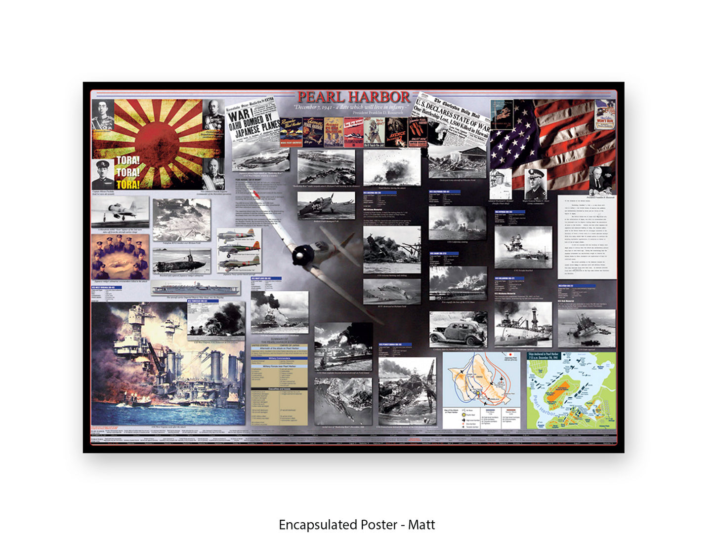 Pearl Harbour WWII History Poster Print