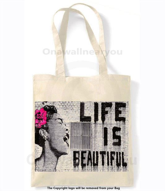 Banksy - Life Is Beautiful - Retro Tote Shopping Tote Bag
