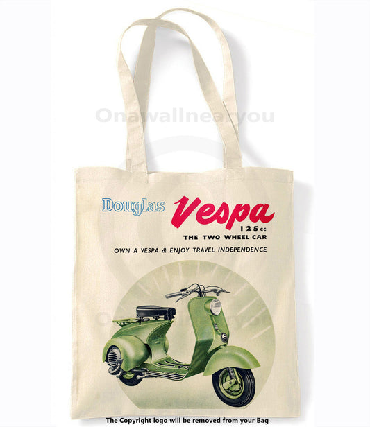 Vespa Scooter - Retro Shopping Tote Bag