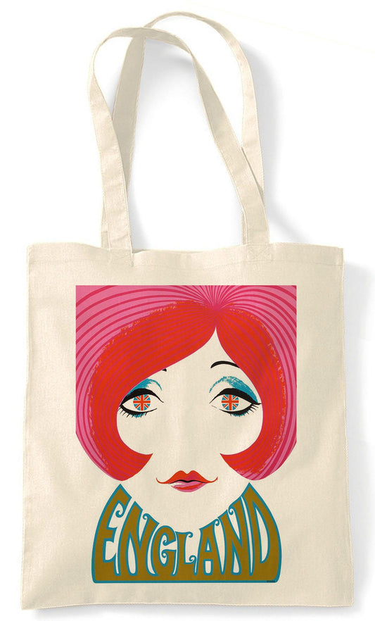England - Face Girl - Retro Shopping Tote Bag