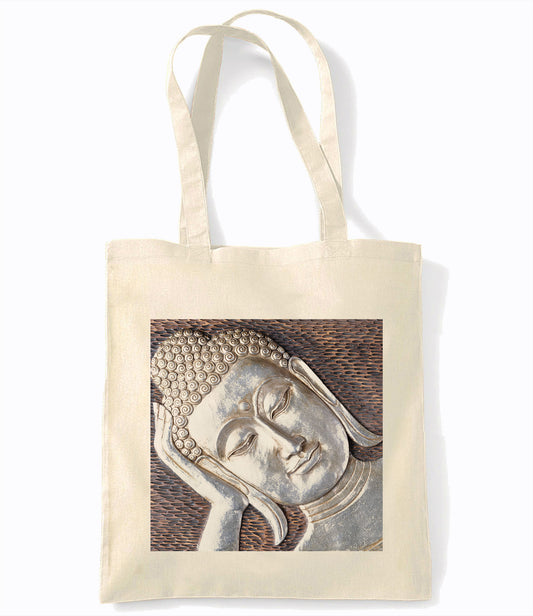 Buddha - Leaning - Retro Shopping Tote Bag